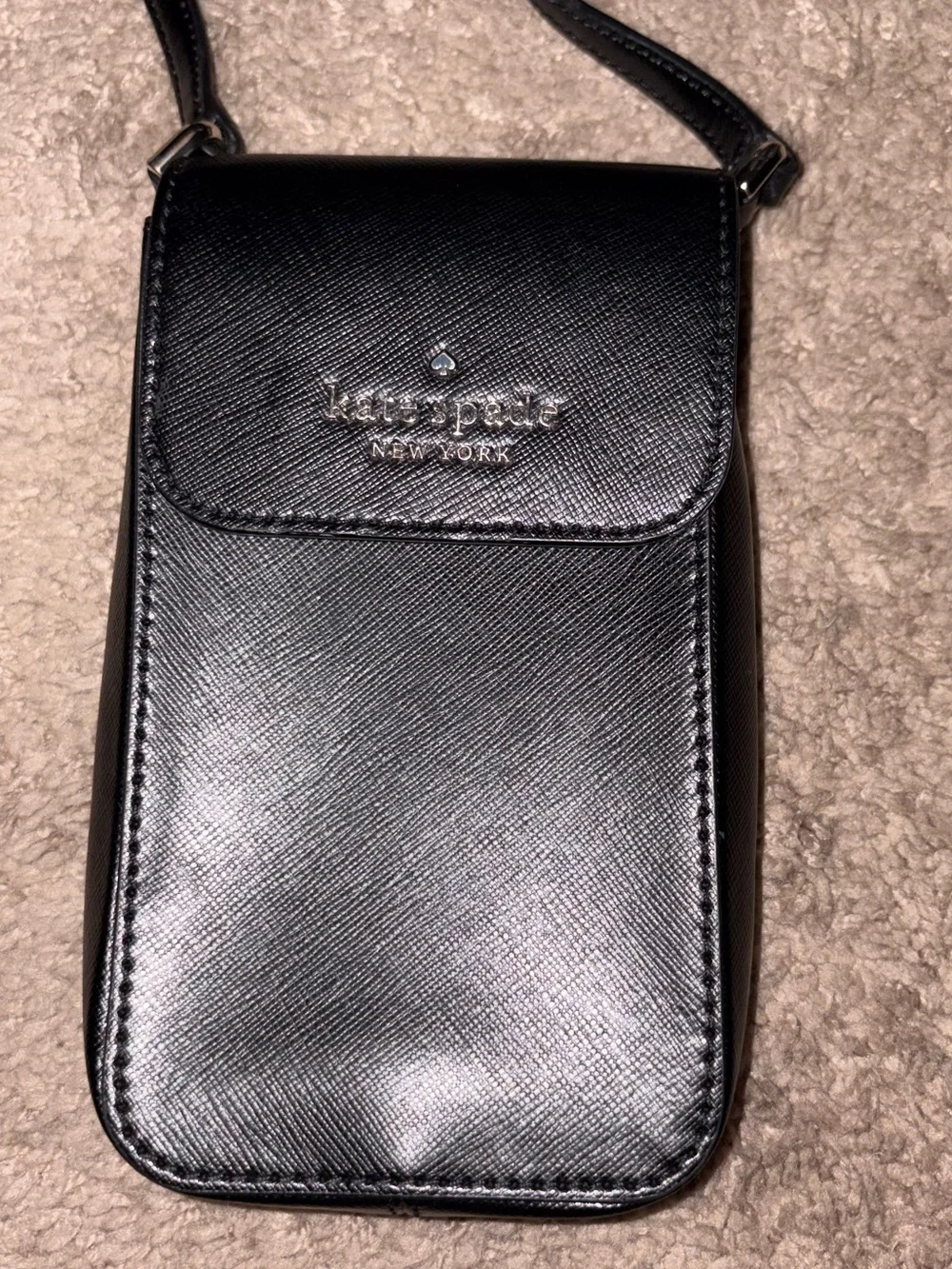 kate spade Black Saffiano Leather Crossbody Phone Pouch